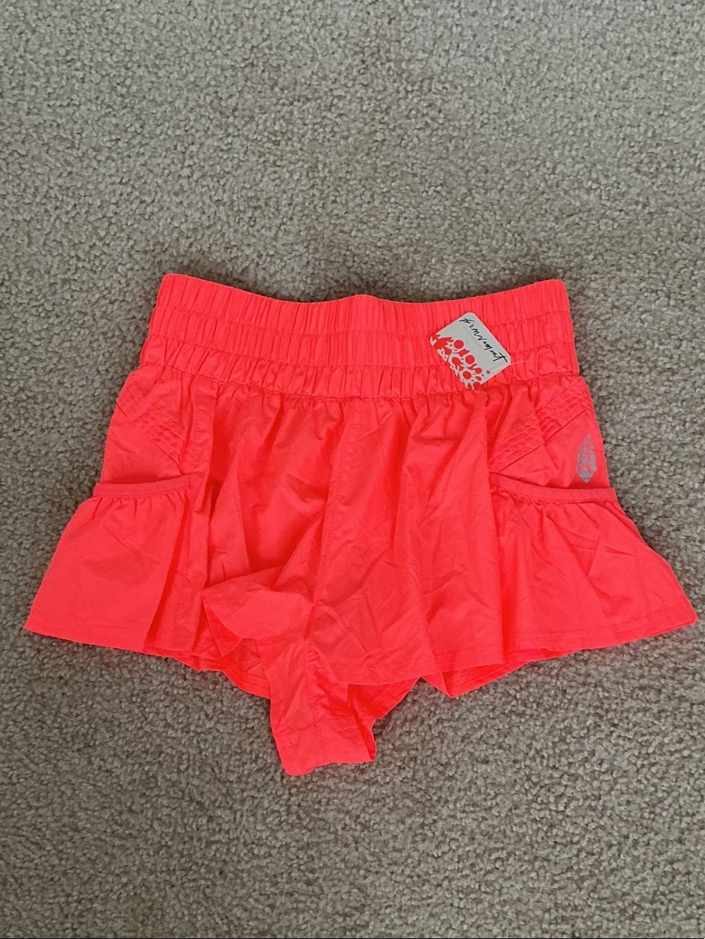 NWT FP Free People Movement Get Your Flirt On Shorts - Neon Coral - Size XS